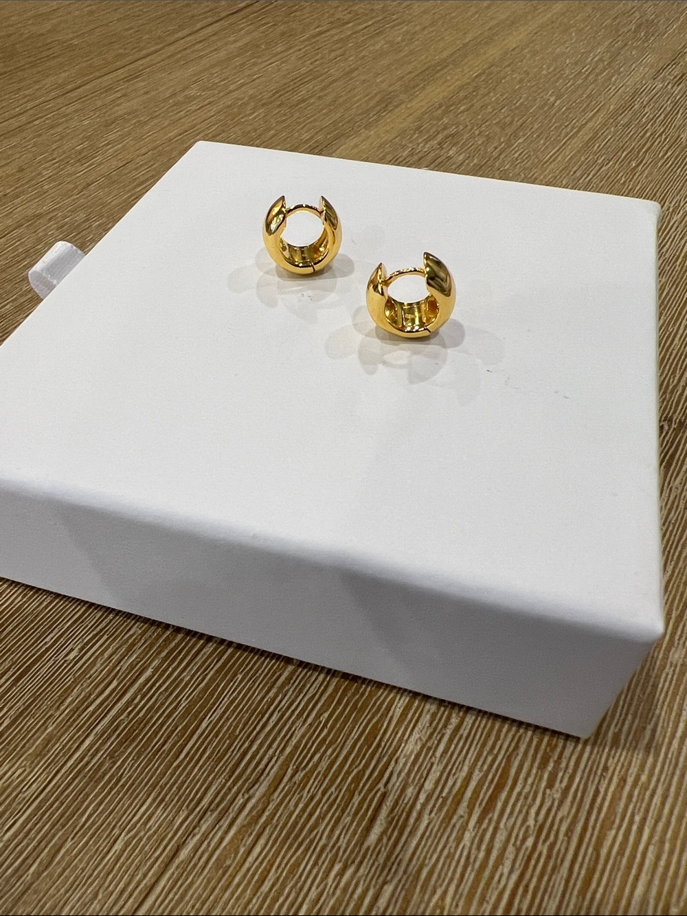 925 Sterling Silver Gold Plated Chunky Huggie Hoop Earrings